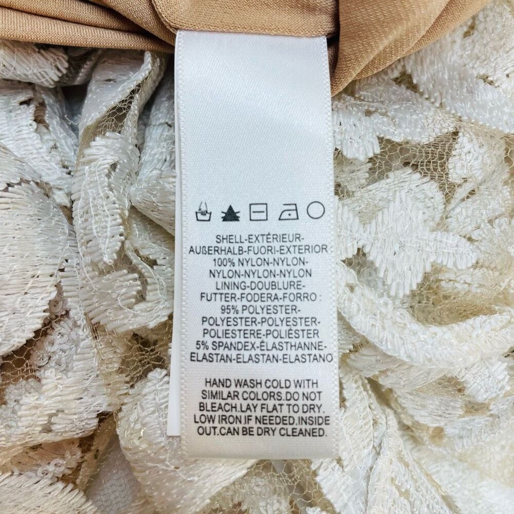Dress The Population Blair Dress White Nude Sequin Lace Fit and Flare Dress Size - Picture 8 of 12